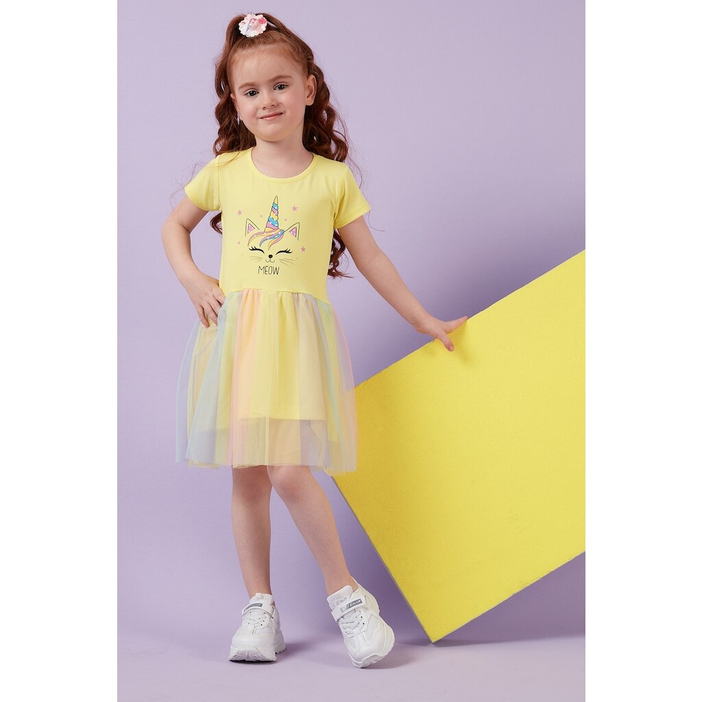 Lela Kız Çocuk Elbise 6211041 Sarı